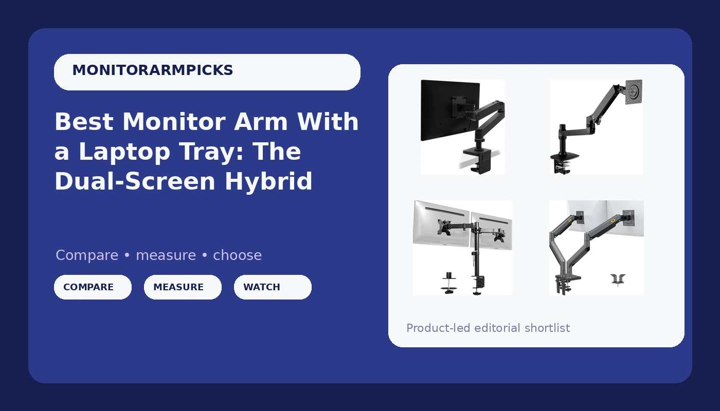 Best Monitor Arm With a Laptop Tray: The Dual-Screen Hybrid - MonitorArmPicks review with measurements and honest opinion