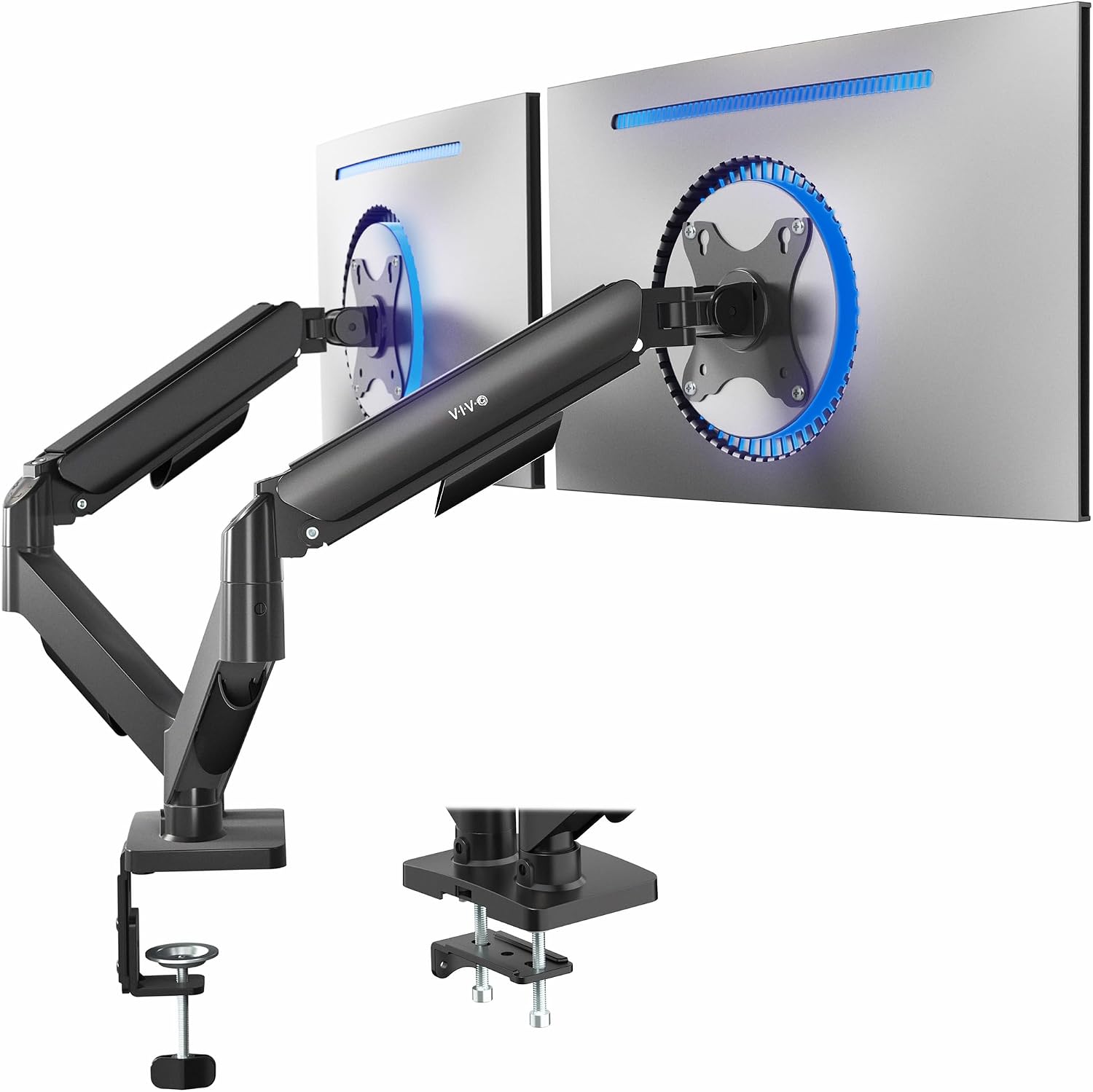VIVO Dual Monitor Stand, Fully Adjustable Arms for 17 to 32 inch Screens, Mec...