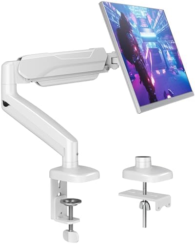 MOUNTUP Single Monitor Desk Mount Holds Screen up to 32 inch, Height Adjustable Monitor Arm, Full Motion Computer Monitors Stand with Clamp/Grommet Base, VESA Mounts Fit 4.4-19.8lbs Computer, Black