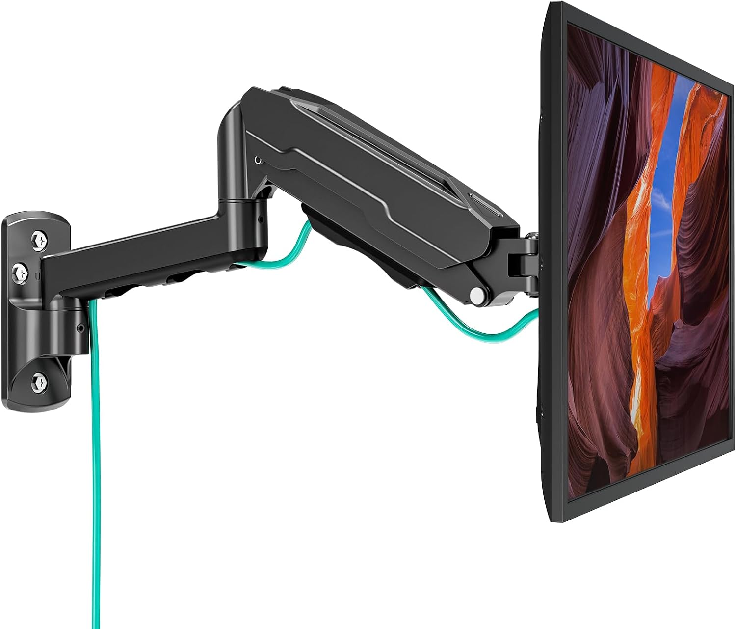 MOUNT PRO Single Monitor Wall Mount for 13 to 32 Inch Computer Screens, Height Adjustable Wall Mount Monitor Arm Holds Up to 19.8lbs, Full Motion Wall Bracket, VESA Mount 75x75, 100x100, Black