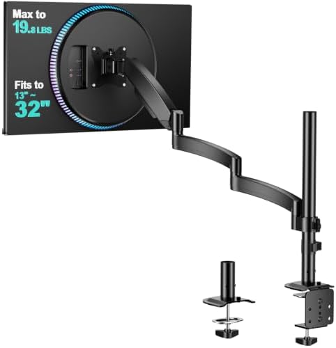 WALI Adjustable Single Monitor Arm for 13-34 inch Screens, up to 26.4 lbs