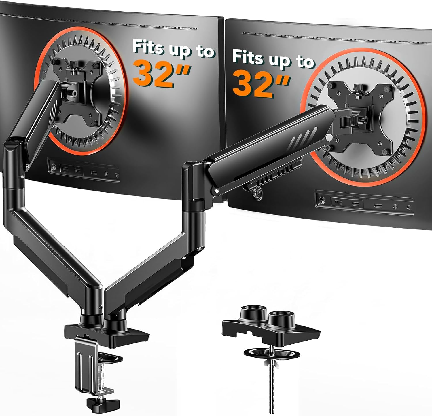 ErGear Dual Monitor Arm, Full Adjustable Monitor Mount for 13-32″ Screens, Fast Install Computer Monitor Stand with Tool-Free VESA Mount, Max Load 19.8 lbs, Max VESA 100x100mm