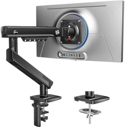 HUANUO FlowLift™ Pro Monitor Arm for 13-32" Screens, MechaSpring Monitor Mount, Fully-Adjustable Monitor Stand with Tilt/Swivel/Rotation, Tool-Free VESA Mount, C-Clamp/Grommet Base, Max Load 19.8 lbs