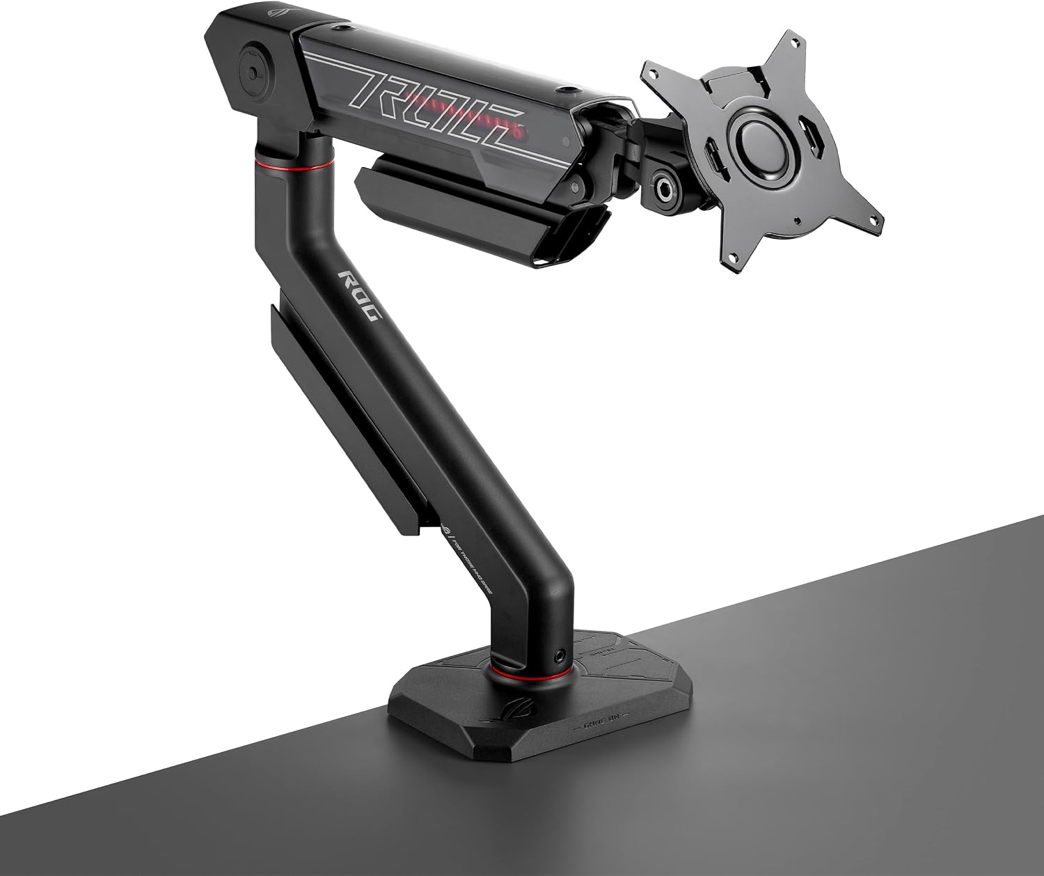 ROG Ergo Monitor Arm (AAS01R), Mechanical Spring Monitor Mount with Desk Clamp and Grommet Mount, Holds Up to 49-inch* Within 13.5kg, Pivot/Swivel/Tilt/Rotation/Height Adjustable, VESA 100 x 100 mm